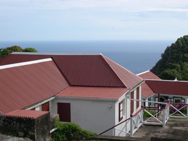 house with red roof